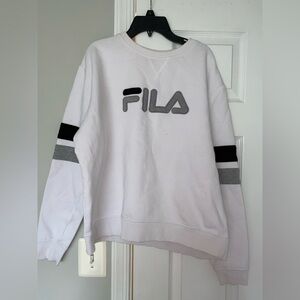 Fila White Crewneck with Black and Gray Details
